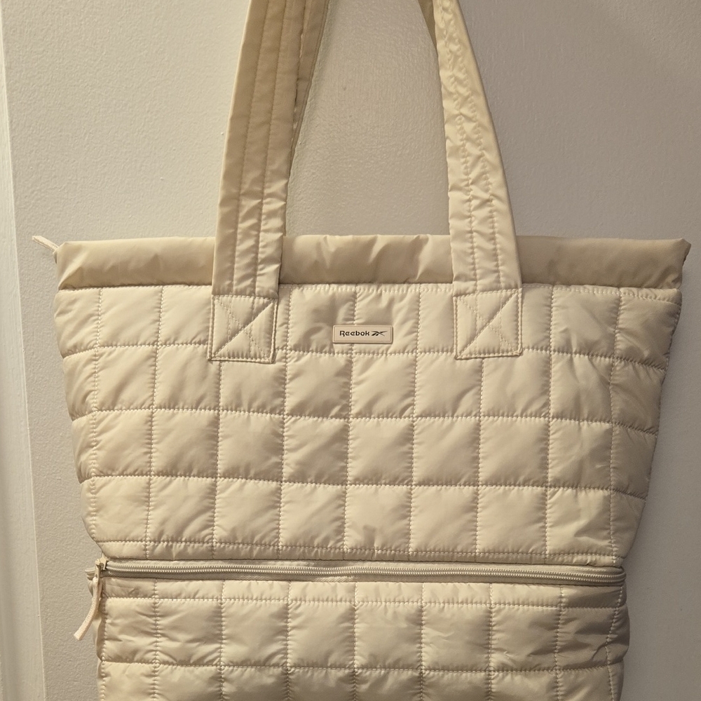 Reebok Cream Quilted Tote Bag